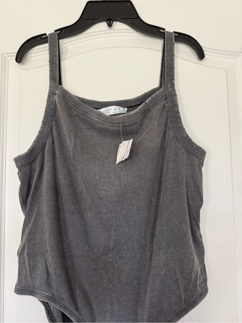 Primark Gray Ribbed Scoop Neck Bodysuit